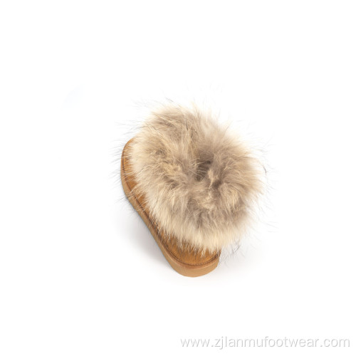 Raccoon Fur Collar Snow Boots